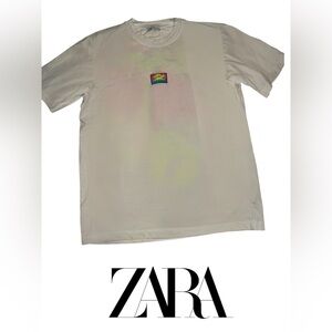 Men’s- Sz M- Zara- Tropical Palm Print Short Sleeve T-Shirt- EUC